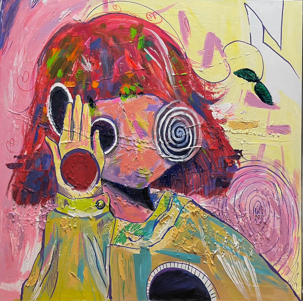 &quot;Black Hole&quot; Oil and acrylic on canvas, 40&quot; x 41”, 2024