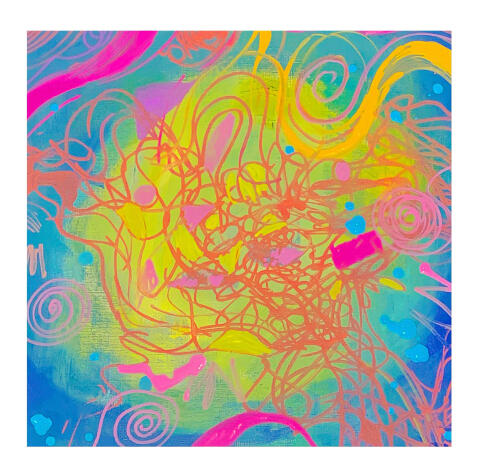 &quot;STOP&quot; Acrylic on canvas paper, 12&quot; x 12&quot;, 2023