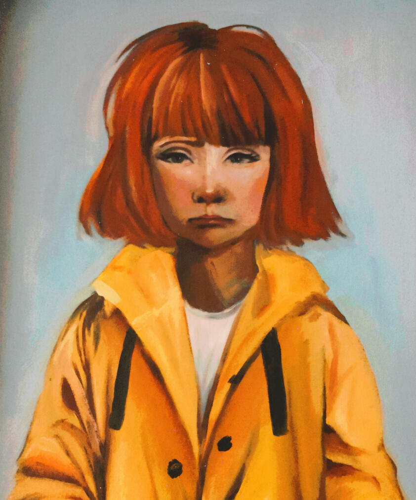 &quot;The Red Head Girl&#39;s Mugshot&quot; Oil on panel, 8&quot; x 10&quot;, 2023