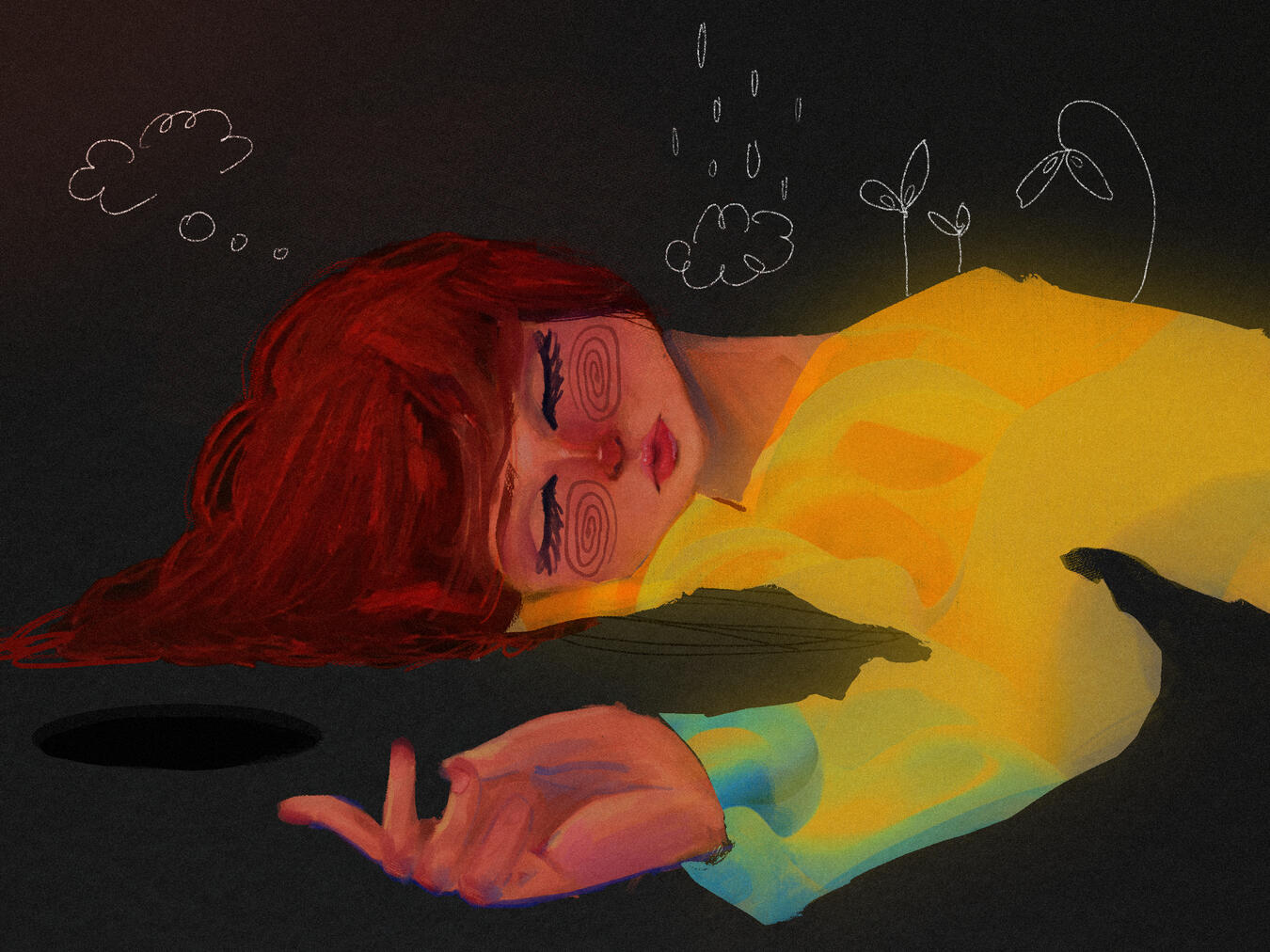 "Slacking Away from my version of Hell" Digital Illustration, 2025