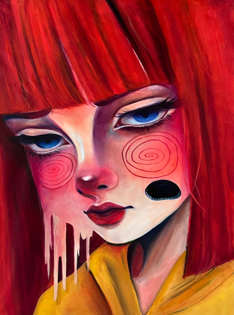 Kill Me (Just in Case), 2025, acrylic and oil on canvas, 48 x 36 inches