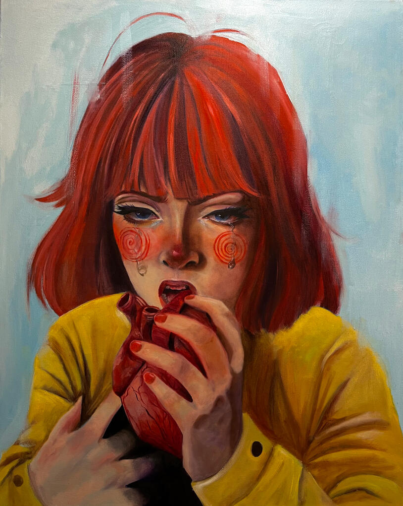 YOU LEFT US SO FUCK YOU, 2024, oil on canvas, 50 x 40 inches