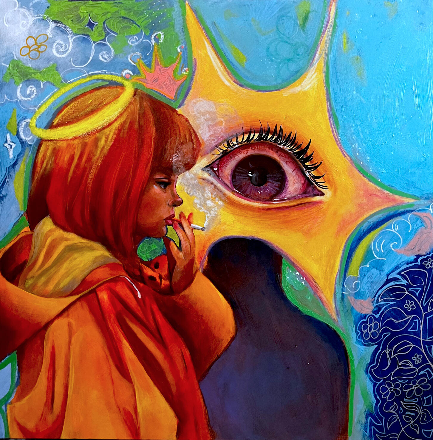 Delayed Gratification Technique: Acceptance, 2026, acrylic, oil pastel on canvas, 36 x 36 inches