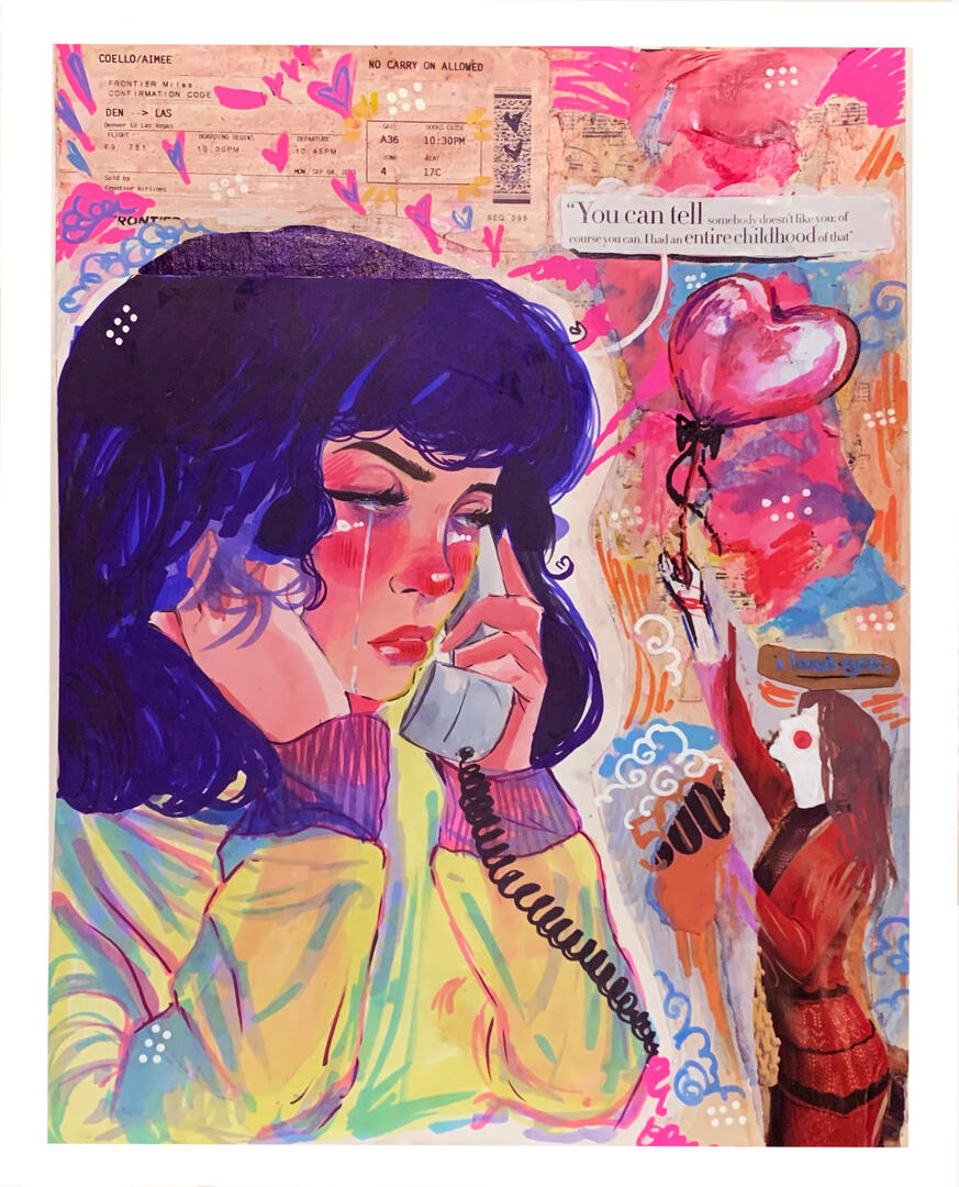 2am | Mixed media on board. 20x16&quot; 2024