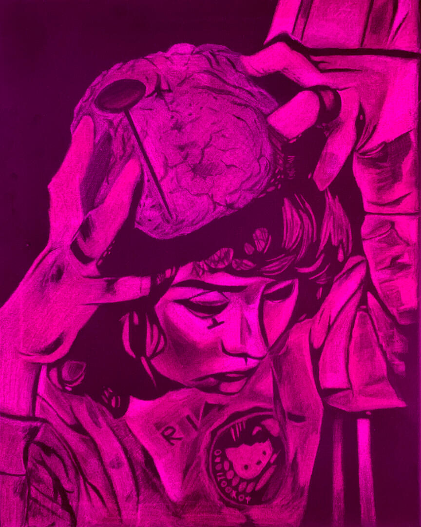 Lobotomite | Colored pencil on canvas. 20x16&quot; 2024