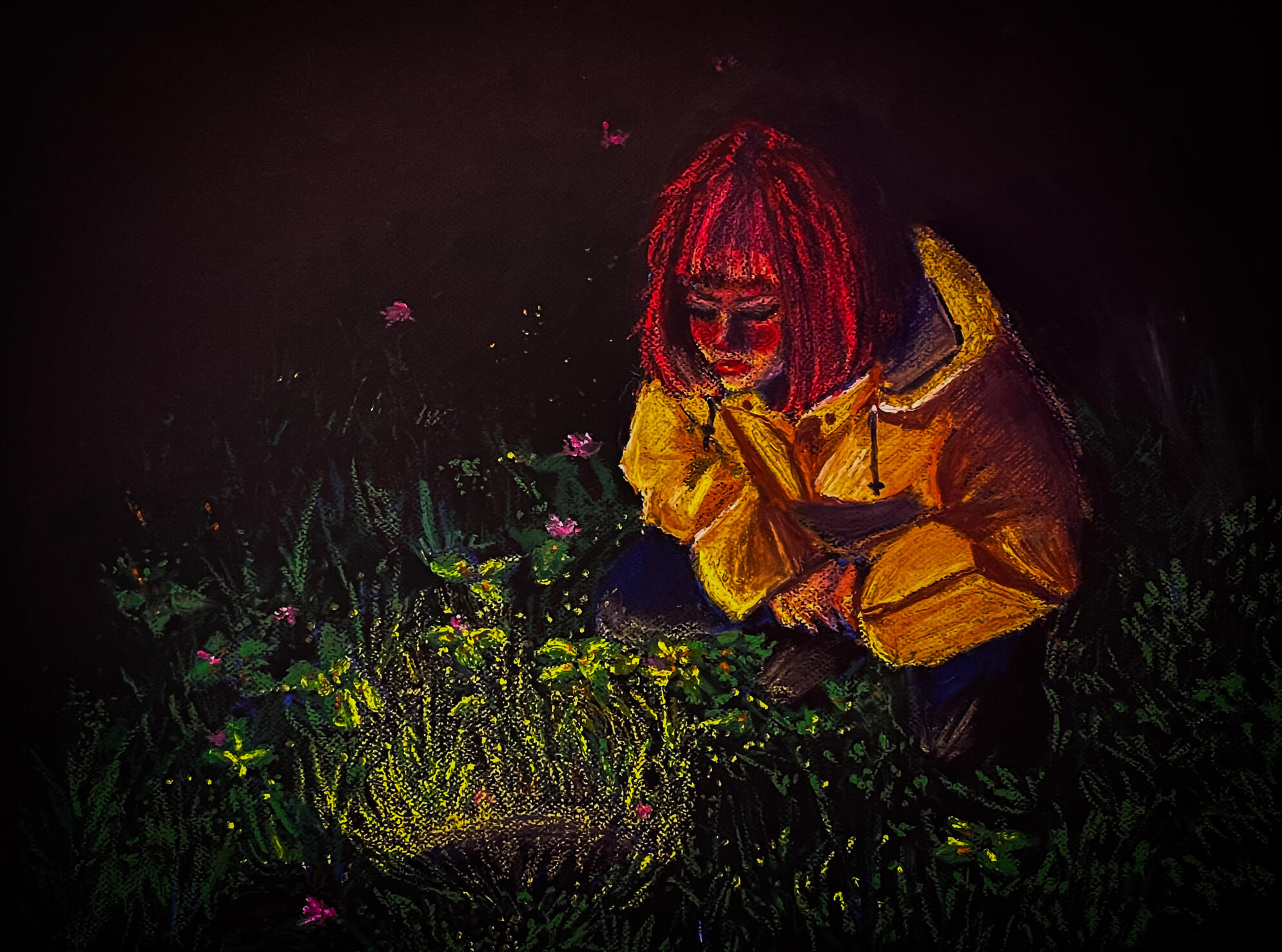 6th Sense, 2025, oil pastel on paper, 19.5 x 20.5 inches