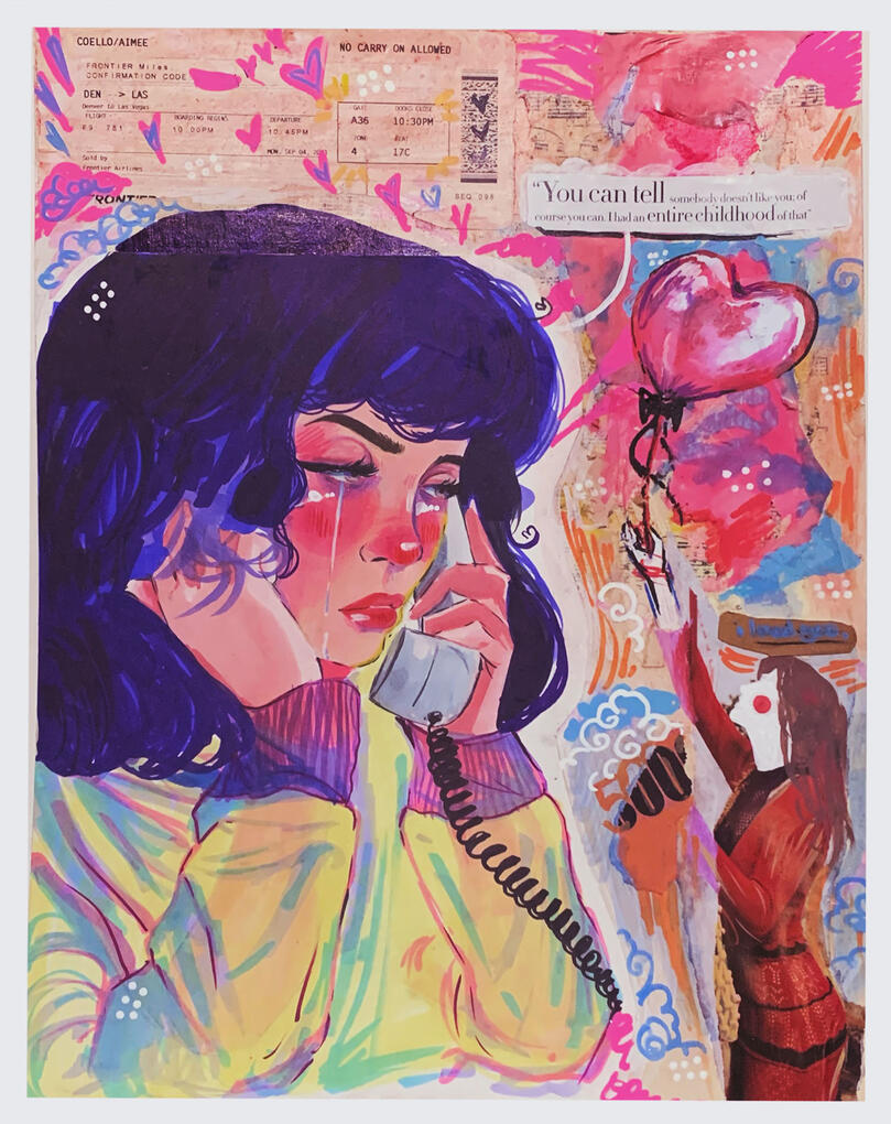 2am, 2024, mixed media on board, 20 x 16 inches